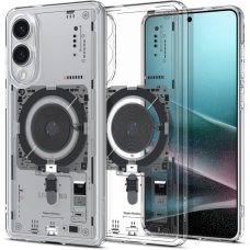 Samsung Galaxy S25 Edge Spigen Ultra Hybrid Mag dėklas su MagSafe ir spauda - permatomas