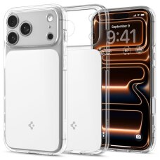 iPhone 17 Pro dėklas Spigen Ultra Hybrid "T", MagSafe – skaidrus ir baltas