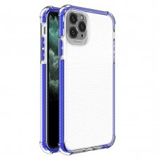 Dėklas Sutvirtintais Kampais Spring Armor clear TPU iPhone 11 Pro Max Mėlynais Kraštais