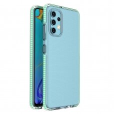 Dėklas Spring Case clear TPU su spalvotu krašteliu Samsung Galaxy A32 4G Mėtinis