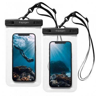 Vandeniui Atsparus Dėklas SPIGEN A601 UNIVERSAL WATERPROOF CASE 2vnt. CRYSTAL Skaidrus Vandeniui Atsparus Dėklas SPIGEN A601 UNIVERSAL WATERPROOF CASE 2vnt. CRYSTAL Skaidrus