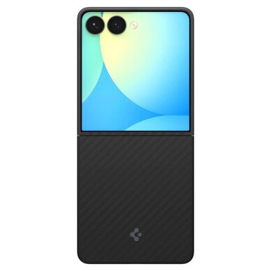 Samsung Galaxy Z Flip 7 dėklas Spigen AirSkin Aramid – juodas 2 Samsung Galaxy Z Flip 7 dėklas Spigen AirSkin Aramid – juodas 2