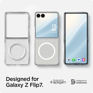 Samsung Galaxy Z Flip 7 dėklas Spigen AirSkin Mag su MagSafe – skaidrus ir baltas 13
