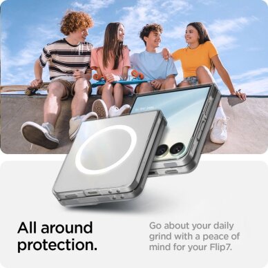 Samsung Galaxy Z Flip 7 dėklas Spigen AirSkin Mag su MagSafe – skaidrus ir baltas 14