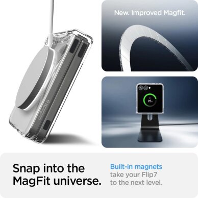 Samsung Galaxy Z Flip 7 dėklas Spigen AirSkin Mag su MagSafe – skaidrus ir baltas 15
