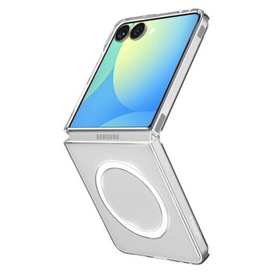 Samsung Galaxy Z Flip 7 dėklas Spigen AirSkin Mag su MagSafe – skaidrus ir baltas 2