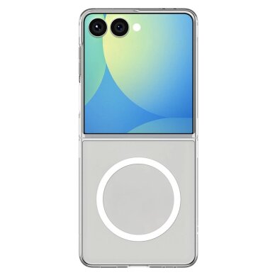 Samsung Galaxy Z Flip 7 dėklas Spigen AirSkin Mag su MagSafe – skaidrus ir baltas 3