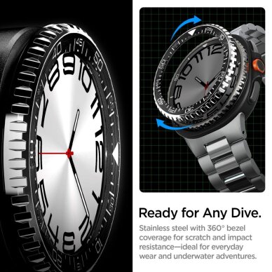 Samsung Galaxy Watch 8 Classic 46 mm Spigen Bezel Tune Pro Diver dėklas – juodas 11