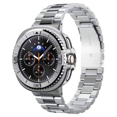 Samsung Galaxy Watch 8 Classic 46 mm Spigen Bezel Tune Pro Pilot dėklas – sidabrinis 3