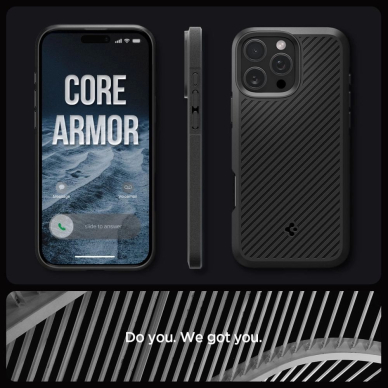 Spigen Core Armor Dėklas skirtas iPhone 16 Pro Max - Matinis Juodas 10