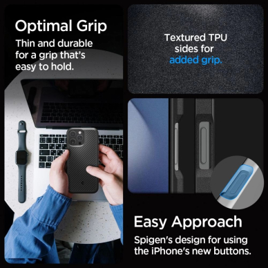 Spigen Core Armor Dėklas skirtas iPhone 16 Pro Max - Matinis Juodas 7