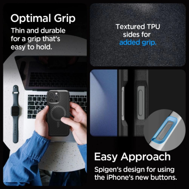 Spigen Core Armor Mag Dėklas with MagSafe skirtas iPhone 16 Pro - Matinis Juodas 7