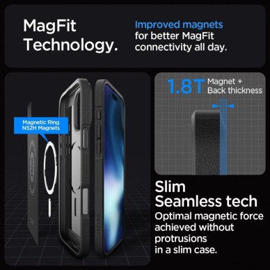 Spigen Core Armor Mag Dėklas with MagSafe skirtas iPhone 16 Pro - Matinis Juodas 8