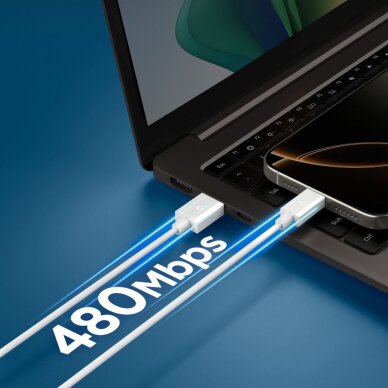 Krovimo kabelis Spigen EB6010AC USB-A / USB-C 60W 100 cm – baltas 6