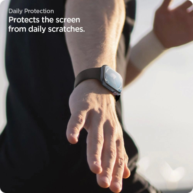 Spigen Elite Shield “EZ FIT” hibridinis stiklas 2 vnt. Apple Watch 10 (46 mm) – Skaidrus 10