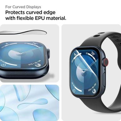 Spigen Elite Shield “EZ FIT” hibridinis stiklas 2 vnt. Apple Watch 10 (46 mm) – Skaidrus 8
