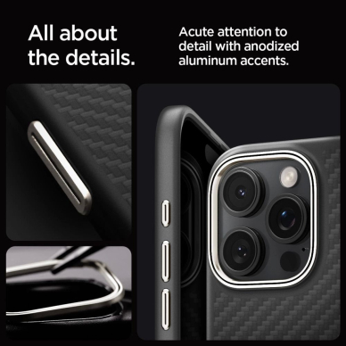 Spigen Enzo Aramid Mag Dėklas with MagSafe skirtas iPhone 16 Pro - Matinis Juodas 10