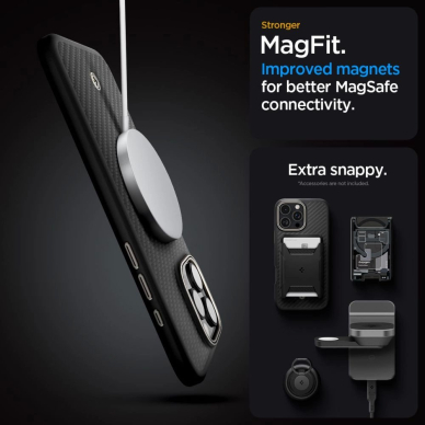 Spigen Enzo Aramid Mag Dėklas with MagSafe skirtas iPhone 16 Pro - Matinis Juodas 11