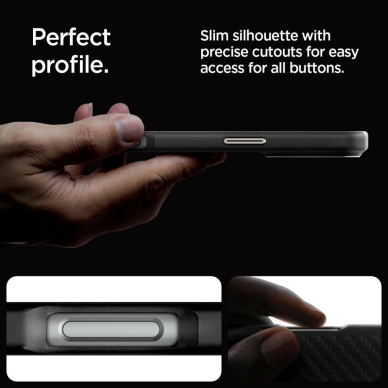Spigen Enzo Aramid Mag Dėklas with MagSafe skirtas iPhone 16 Pro - Matinis Juodas 12