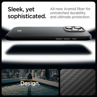Spigen Enzo Aramid Mag Dėklas with MagSafe skirtas iPhone 16 Pro - Matinis Juodas 9
