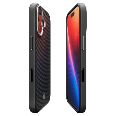 iPhone 17 dėklas Spigen Enzo Aramid "T" su MagSafe – juoda ir sidabrinė spalvos 5