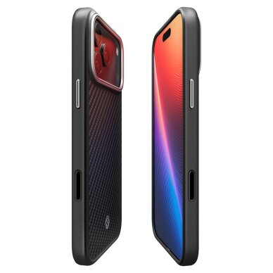 iPhone 17 Pro Spigen Enzo Aramid „T“ dėklas su MagSafe – juodas ir sidabrinis 5