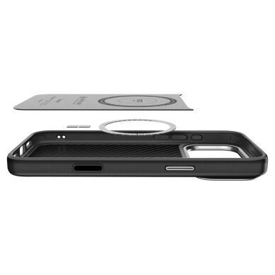 iPhone 17 Pro Spigen Enzo Aramid „T“ dėklas su MagSafe – juodas ir sidabrinis 7