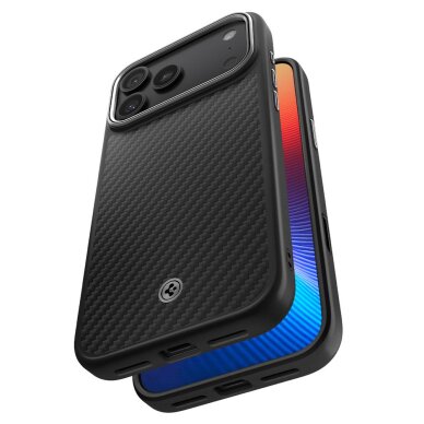 iPhone 17 Pro Max Spigen Enzo Aramid „T“ dėklas su MagSafe – juodas ir sidabrinis 6 iPhone 17 Pro Max Spigen Enzo Aramid „T“ dėklas su MagSafe – juodas ir sidabrinis 6