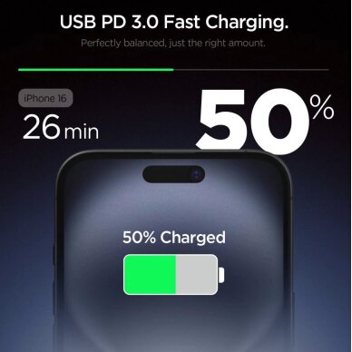 Sieninis įkroviklis Spigen Essential EE201EU USB-C 20W – juodas 1 Sieninis įkroviklis Spigen Essential EE201EU USB-C 20W – juodas 1