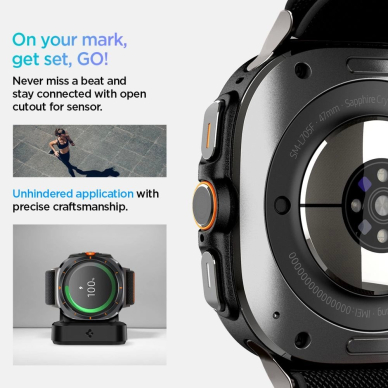 Galaxy Watch Ultra 47mm Spigen Fit Lite dirželis – juodas 12