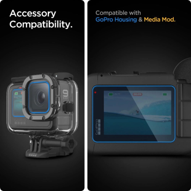 GoPro Hero 9 / 10 / 11 / 12 Spigen Glass.tR Slim grūdintas stiklas + plėvelė 2 rinkinys – skaidrus 2