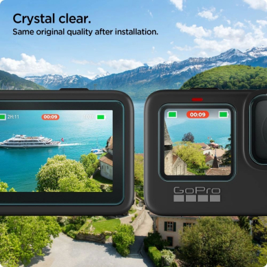 GoPro Hero 9 / 10 / 11 / 12 Spigen Glass.tR Slim grūdintas stiklas + plėvelė 2 rinkinys – skaidrus 3