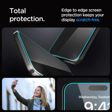iPhone 15 Plus Spigen Glas.tR EZ Fit privatumo grūdintas stiklas 9