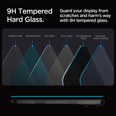 iPhone 16 Pro Max Spigen Glas.tR EZ Fit privatumo grūdintas stiklas – 2 vnt. 9