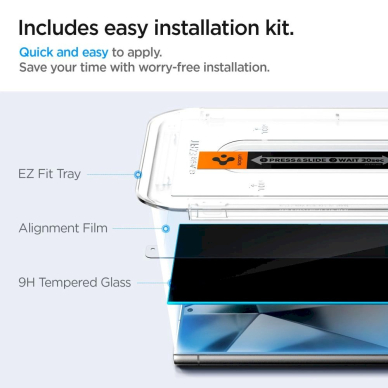 Spigen Glas.tR EZ Fit Privacy Apsauginis stiklas for Samsung Galaxy S24 Ultra - 2 pcs. 6 Spigen Glas.tR EZ Fit Privacy Apsauginis stiklas for Samsung Galaxy S24 Ultra - 2 pcs. 6