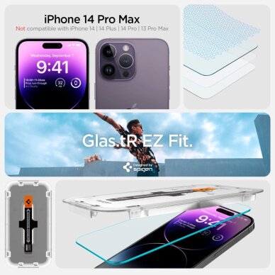 iPhone 14 Pro Max apsauginis stiklas Spigen Glas.tR EZ Fit – 2 vnt. 8