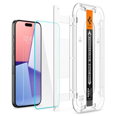 iPhone 15 Pro apsauginis stiklas Spigen Glas.tR EZ Fit – 2 vnt. 1 iPhone 15 Pro apsauginis stiklas Spigen Glas.tR EZ Fit – 2 vnt. 1