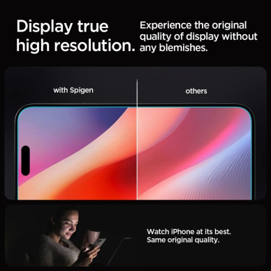 iPhone 16 Pro Spigen Glas.tR EZ Fit grūdintas stiklas – 2 vnt. 11