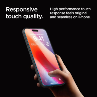 iPhone 16 Pro Spigen Glas.tR EZ Fit grūdintas stiklas – 2 vnt. 12