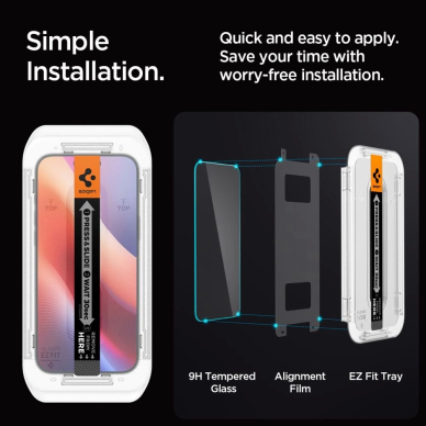 iPhone 16 Pro Spigen Glas.tR EZ Fit grūdintas stiklas – 2 vnt. 13