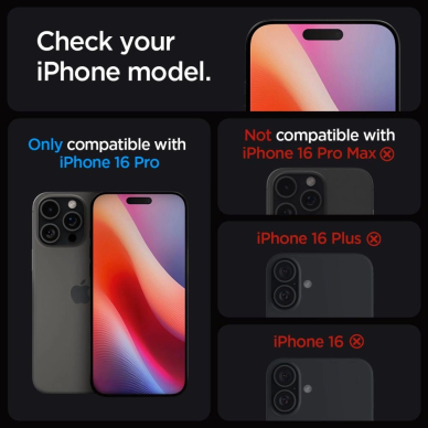 iPhone 16 Pro Spigen Glas.tR EZ Fit grūdintas stiklas – 2 vnt. 8