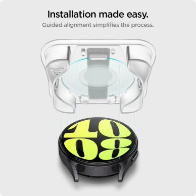 Spigen Glas.tR EZ Fit apsauginis stiklas Samsung Galaxy Watch 7 (40 mm) – 2 vnt. 6 Spigen Glas.tR EZ Fit apsauginis stiklas Samsung Galaxy Watch 7 (40 mm) – 2 vnt. 6