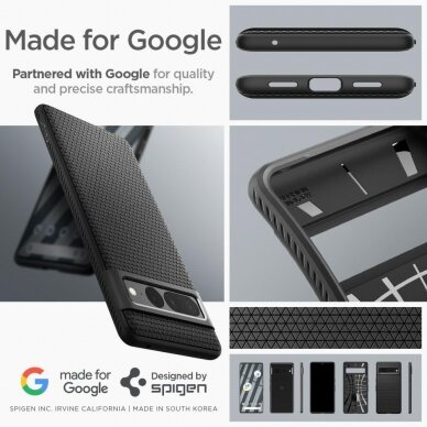 Dėklas Spigen Liquid Air case for Google Pixel 7 Pro Juodas 12
