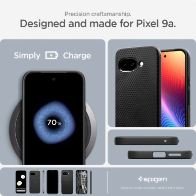 Spigen Liquid Air dėklas Google Pixel 9A - matinės juodos 16 Spigen Liquid Air dėklas Google Pixel 9A - matinės juodos 16