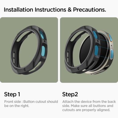 Samsung Galaxy Watch 8 40mm dėklas Spigen Liquid Air – matinės juodos spalvos 13