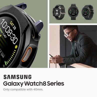 Samsung Galaxy Watch 8 40mm dėklas Spigen Liquid Air – matinės juodos spalvos 7