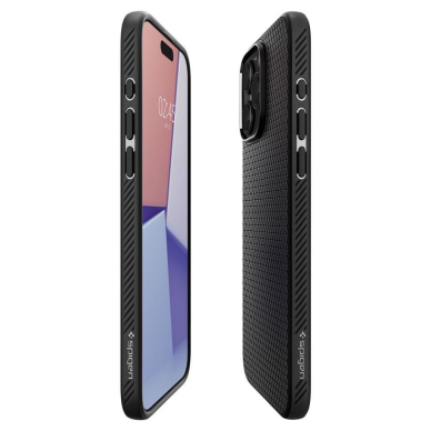 Apsauginis silikono dėklas Spigen LIQUID AIR IPHONE 15 PRO MATTE Juodas 6