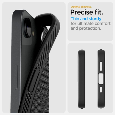 Spigen Liquid Air iPhone 16e Dėklas - Matinis Juodas 16