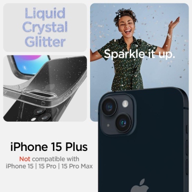 Apsauginis silikono dėklas Spigen LIQUID CRYSTAL IPHONE 15 PLUS GLITTER CRYSTAL Permatomas Blizgus 8 Apsauginis silikono dėklas Spigen LIQUID CRYSTAL IPHONE 15 PLUS GLITTER CRYSTAL Permatomas Blizgus 8