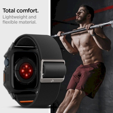 Apple Watch 4 / 5 / 6 / 7 / 8 / 9 / SE (44 / 45 mm) Spigen Lite Fit Pro dėklas-dirželis – matinės juodos spalvos 10